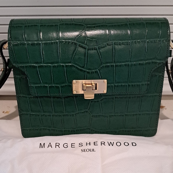 Margesherwood Handbags - Margesherwood Forest Green Croc-Embossed Leather Bag